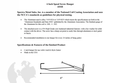 Spectra Gutter Systems Spec Sheets